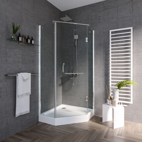 Душевой уголок Grossman Classic GR-8090 90х90 стекло прозрачное профиль белый без поддона - фото 3